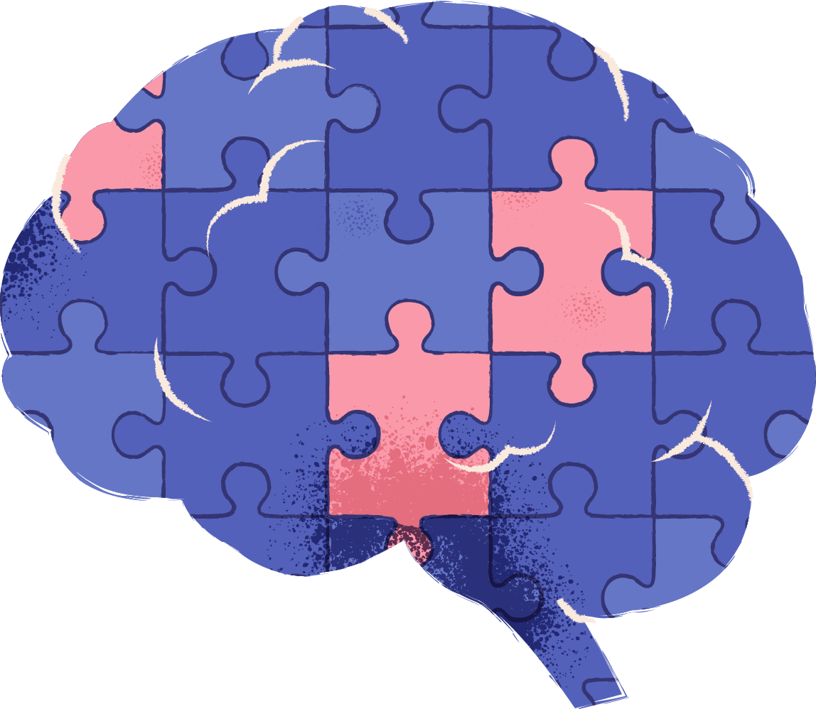 拼圖記憶碎片組成的腦